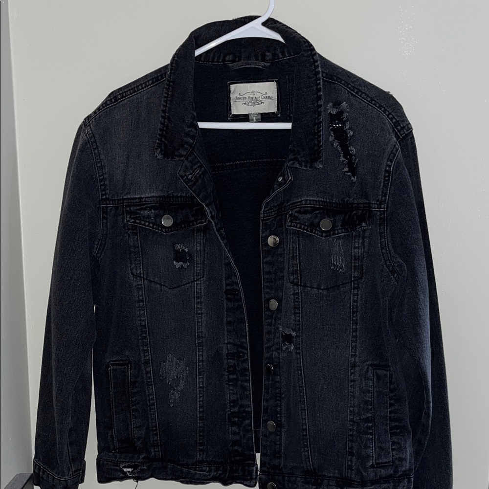 Black Distressed Denim Jacket